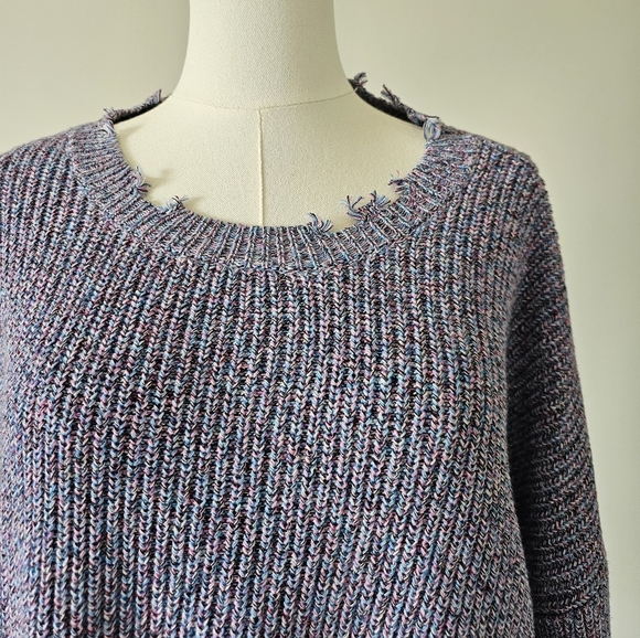 Revolve Pistola Eva Heartbreaker M Women's Purple Distressed Sweater - Picture 3 of 6
